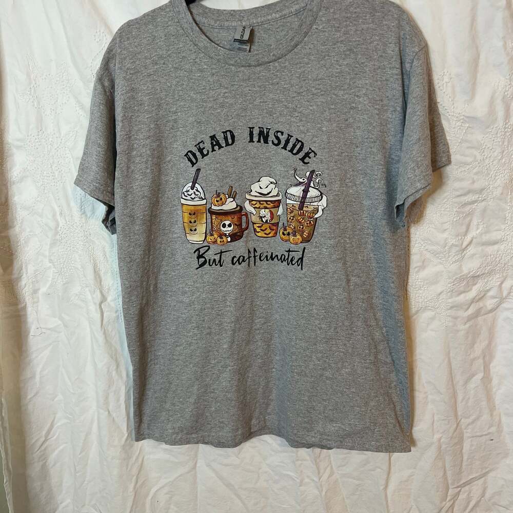 Gildan Dead Inside But Caffeinated Nightmare Before Christmas Halloween T-Shirt